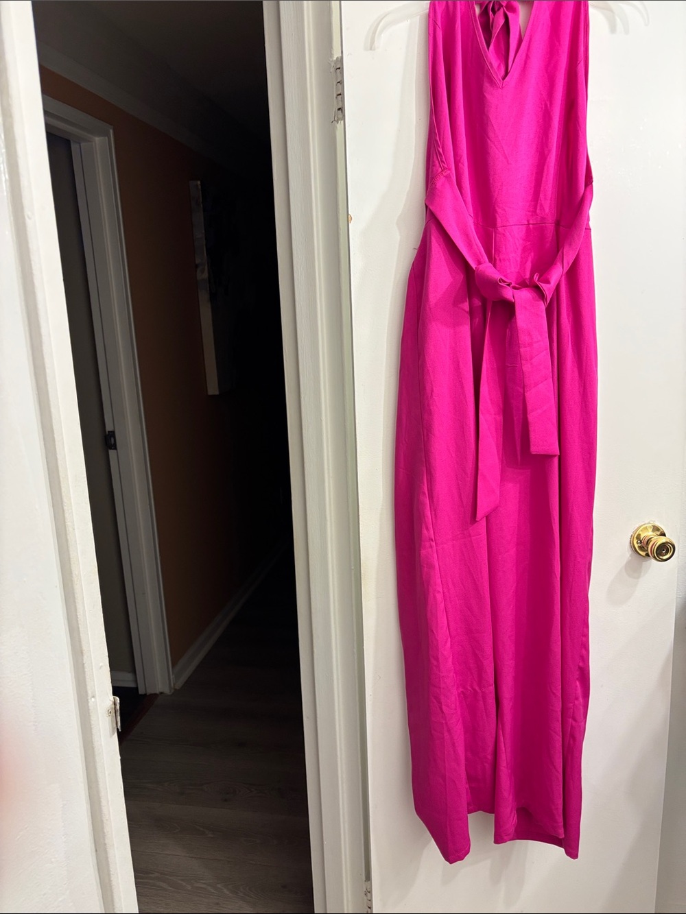 SHEIN Bright Fuchsia Sleeveless Tie-Waist Maxi Dress